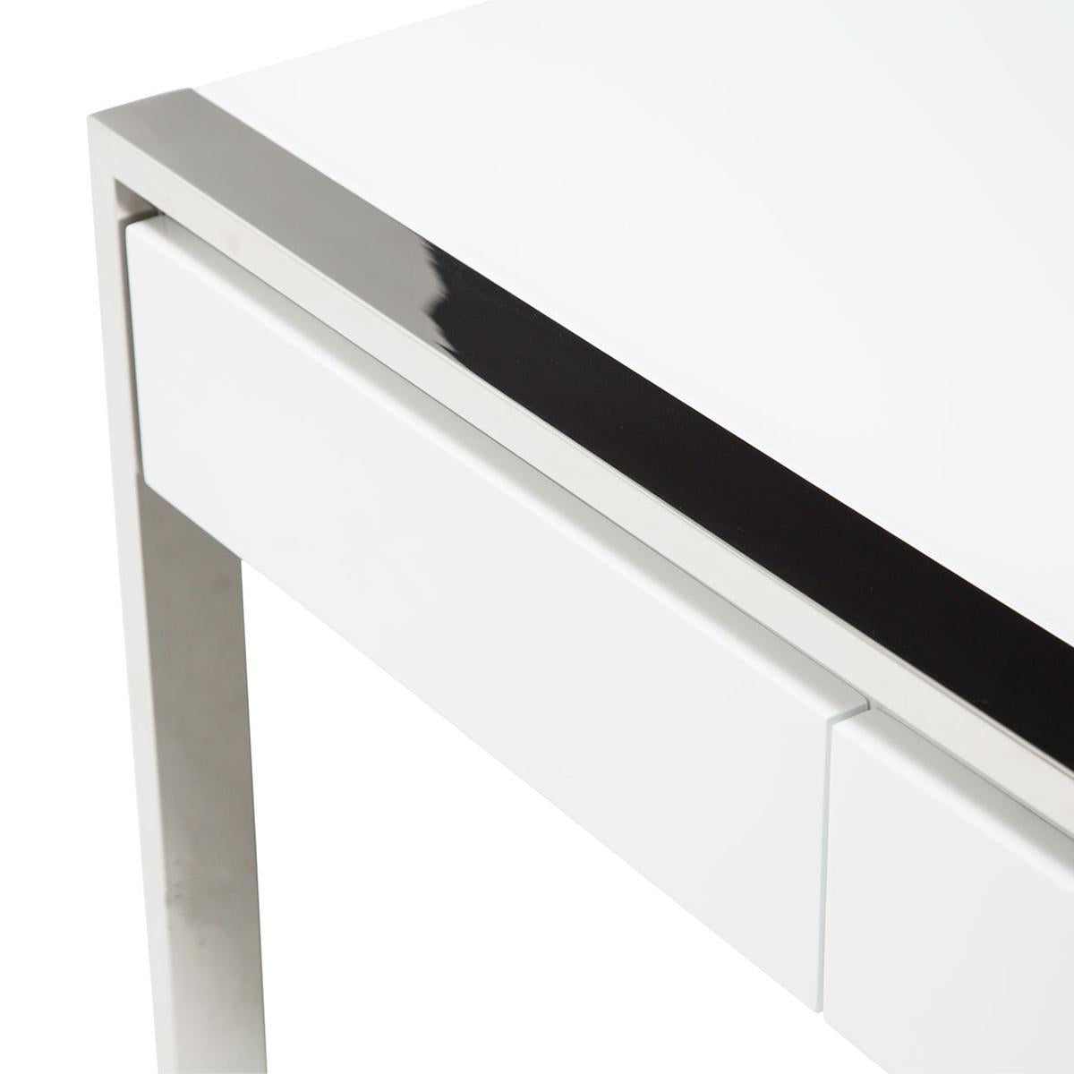 State St Writing Desk in Glossy White - Luxury Home Furniture (MI)