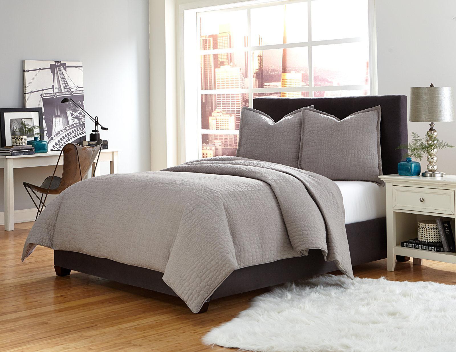 Trent 3-pc King Coverlet/Duvet Set in Gray - Luxury Home Furniture (MI)