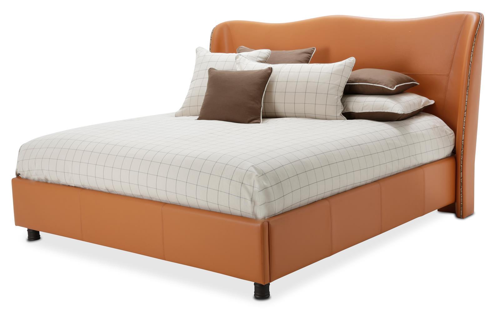 21 Cosmopolitan California King Upholstered Wing Bed in Orange
