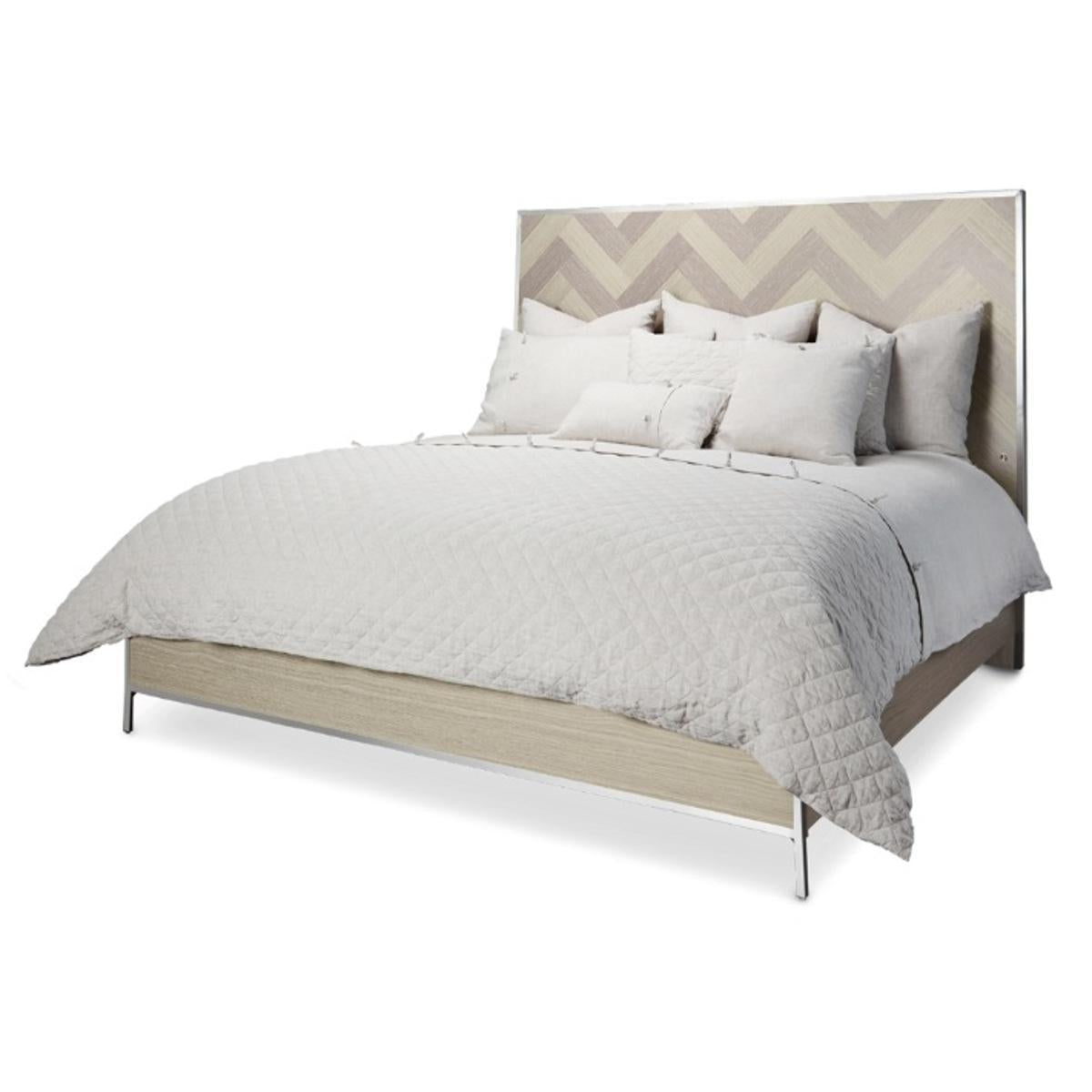 Silverlake Village King Panel Bed in Washed Oak - Luxury Home Furniture (MI)
