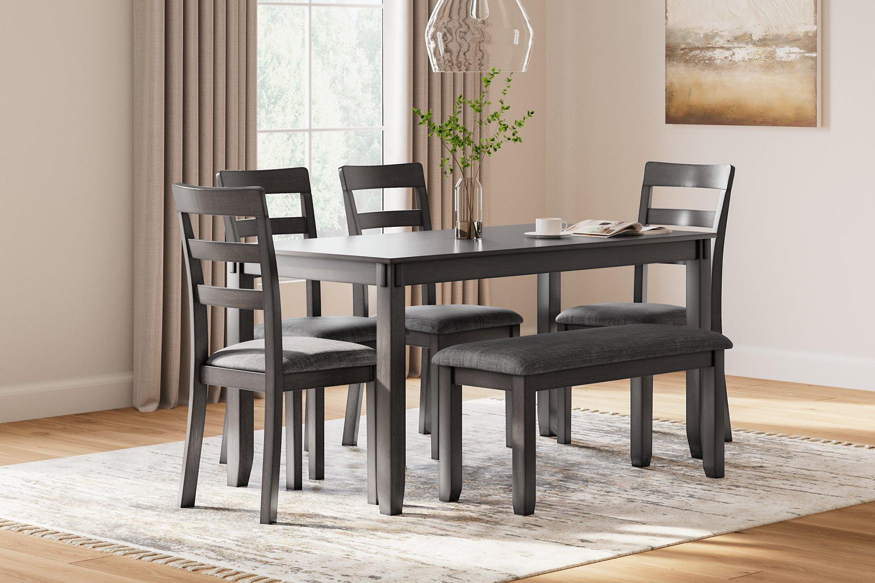 Bridson Dining Table and Chairs with Bench (Set of 6) - Luxury Home Furniture (MI)