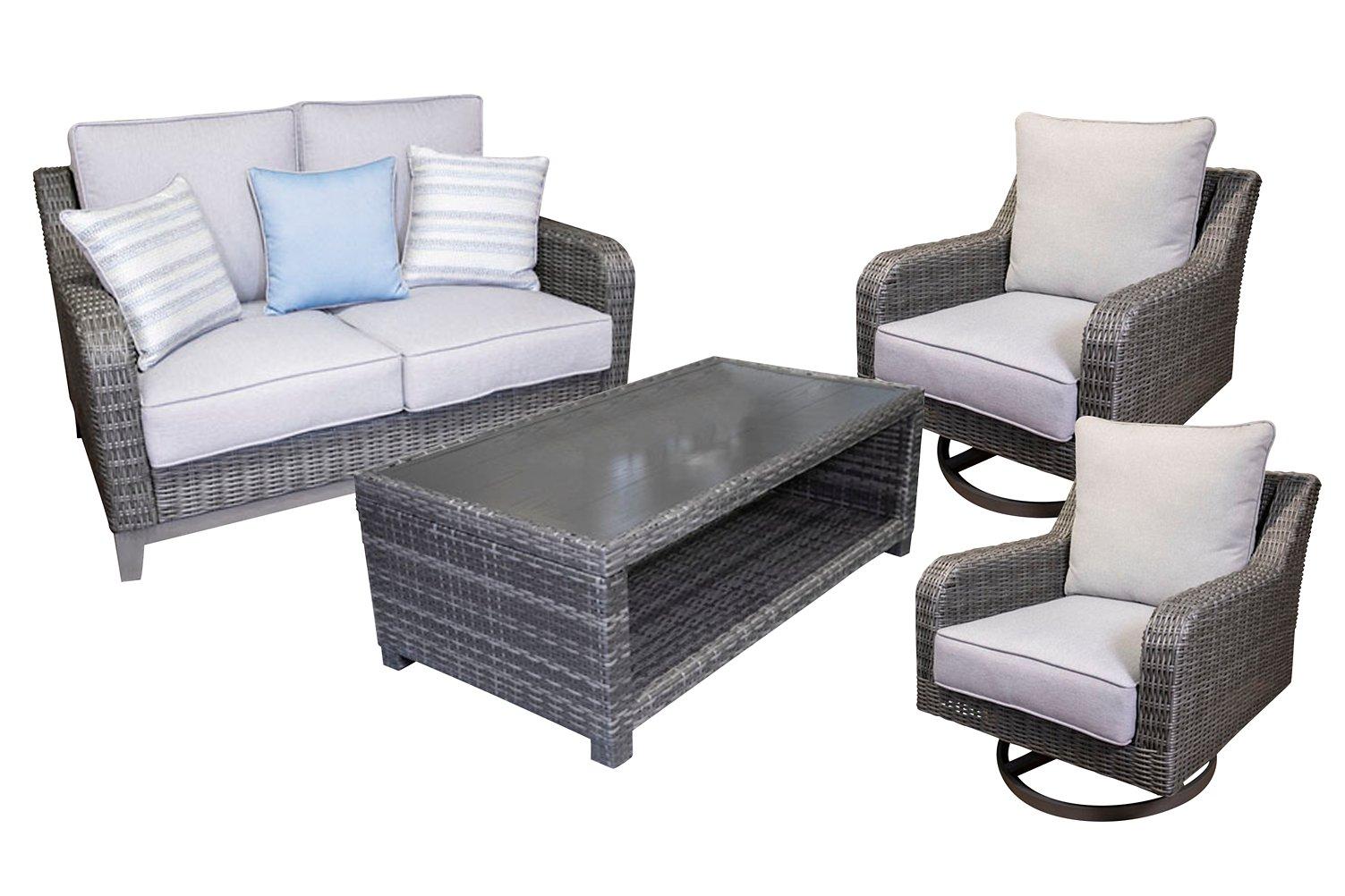 Elite Park Outdoor Loveseat, Lounge Chairs and Cocktail Table - Luxury Home Furniture (MI)