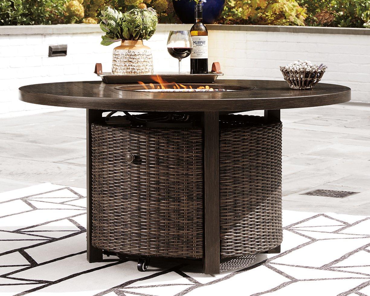 Paradise Trail Paradise Trail Fire Pit Table with 4 Nuvella Swivel Lounge Chairs - Luxury Home Furniture (MI)