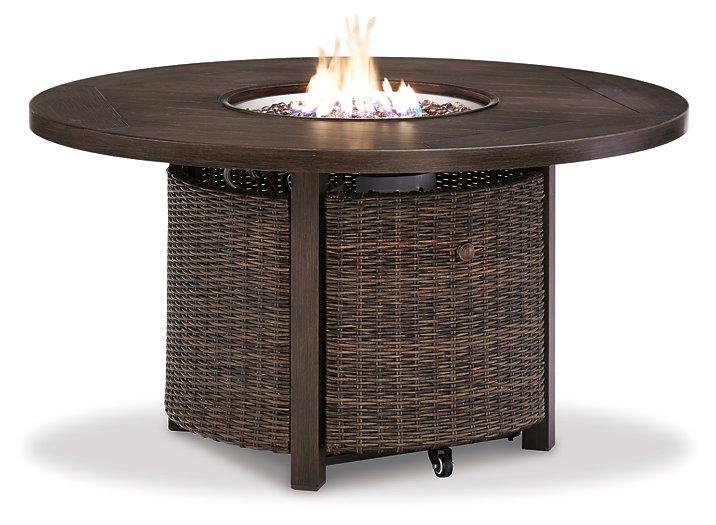 Paradise Trail Paradise Trail Fire Pit Table with 4 Nuvella Swivel Lounge Chairs - Luxury Home Furniture (MI)
