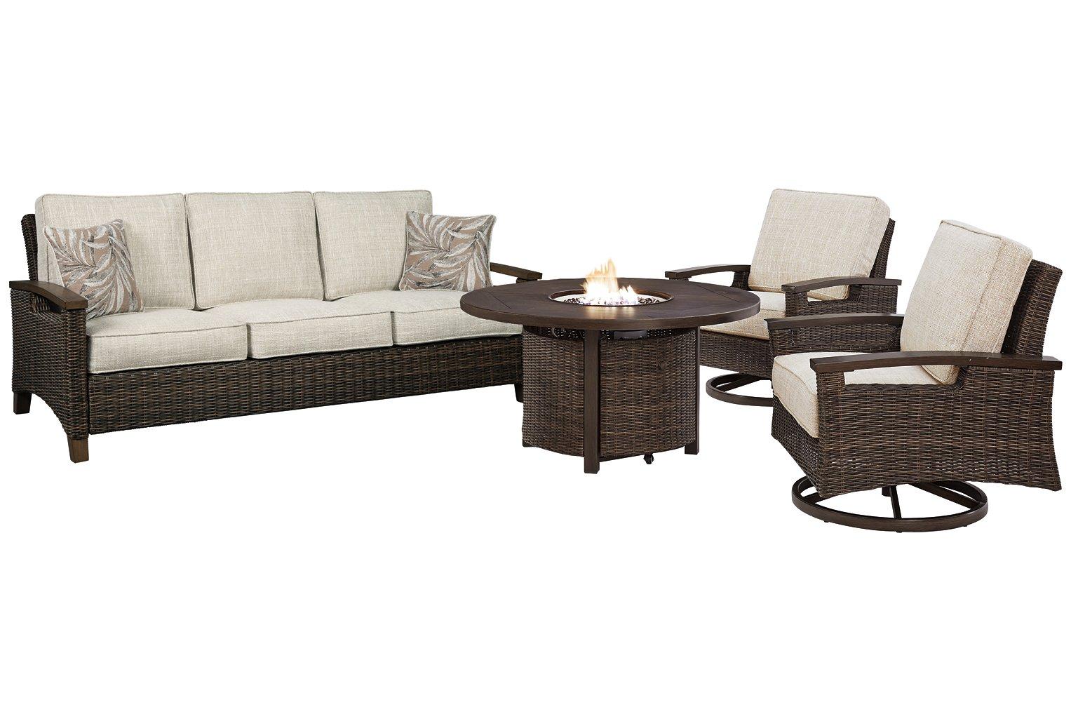 Paradise Trail Outdoor Sofa, Lounge Chairs and Fire Pit Table - Luxury Home Furniture (MI)