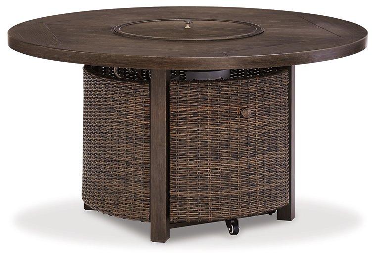 Paradise Trail Paradise Trail Fire Pit Table with 4 Nuvella Swivel Lounge Chairs - Luxury Home Furniture (MI)