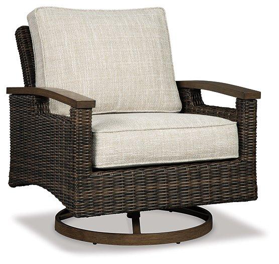 Paradise Trail Paradise Trail Fire Pit Table with 4 Nuvella Swivel Lounge Chairs - Luxury Home Furniture (MI)