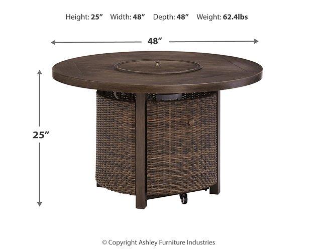 Paradise Trail Paradise Trail Fire Pit Table with 4 Nuvella Swivel Lounge Chairs - Luxury Home Furniture (MI)