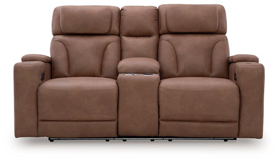 Clean-Slate Power Reclining Loveseat with Console - Luxury Home Furniture (MI)