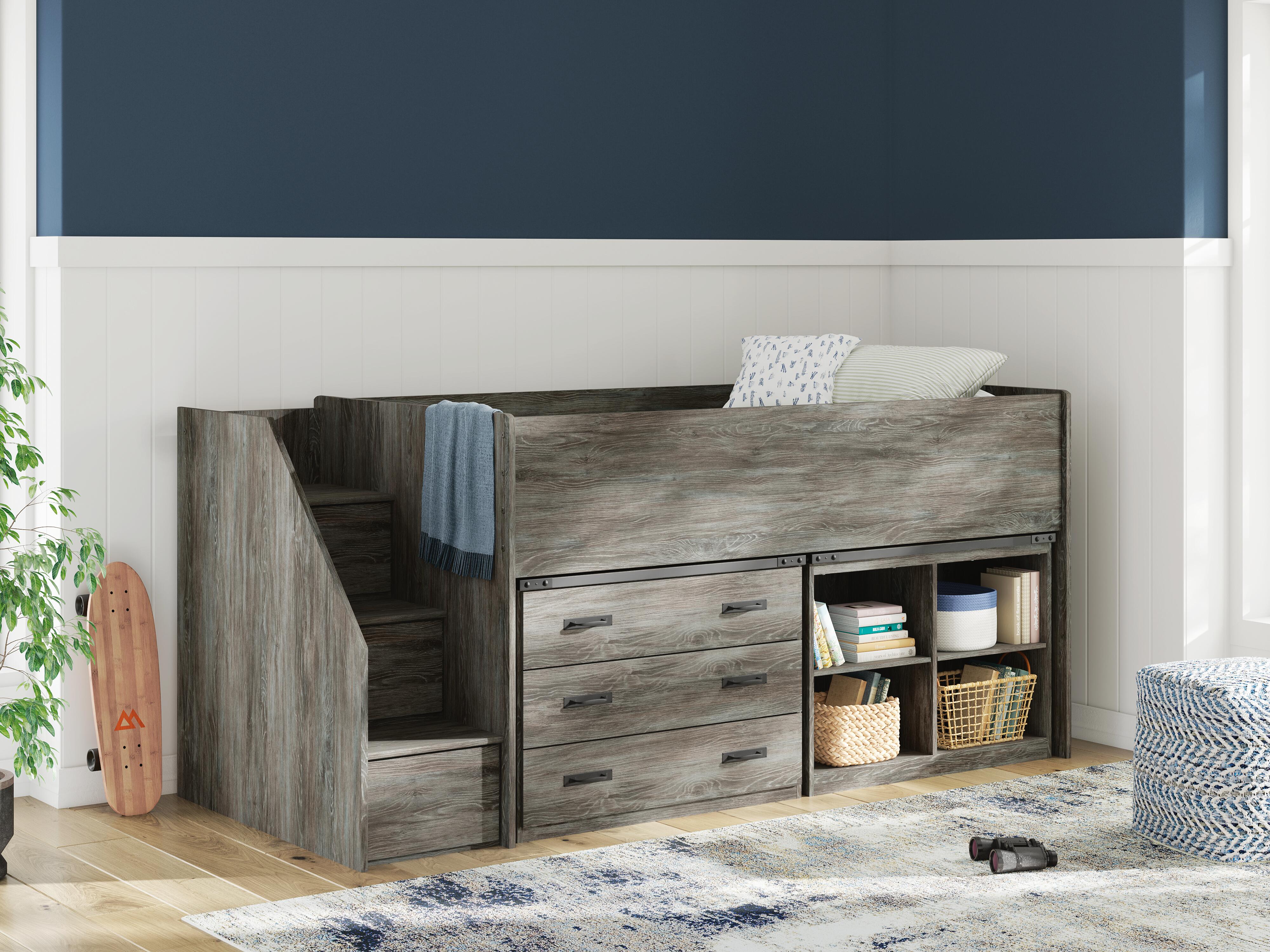 Frandern Loft Bed with Bookcase and Drawer Storage - Luxury Home Furniture (MI)