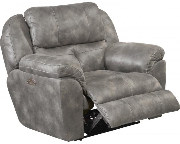 Catnapper Ferrington Power Headrest Power Lay Flat Recliner in Steel - Luxury Home Furniture (MI)