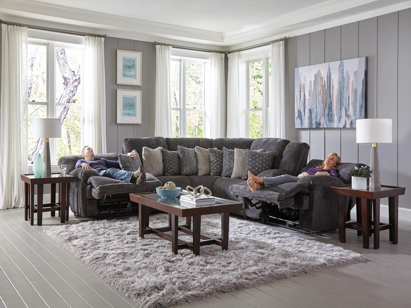 Catnapper Furniture Burbank Lay Flat Armless Recliner in Smoke - Luxury Home Furniture (MI)