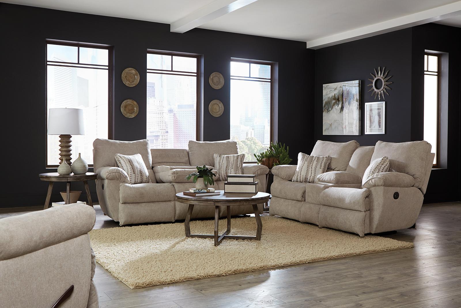 Catnapper Furniture Sadler Lay Flat Reclining Console Loveseat in Jute - Luxury Home Furniture (MI)