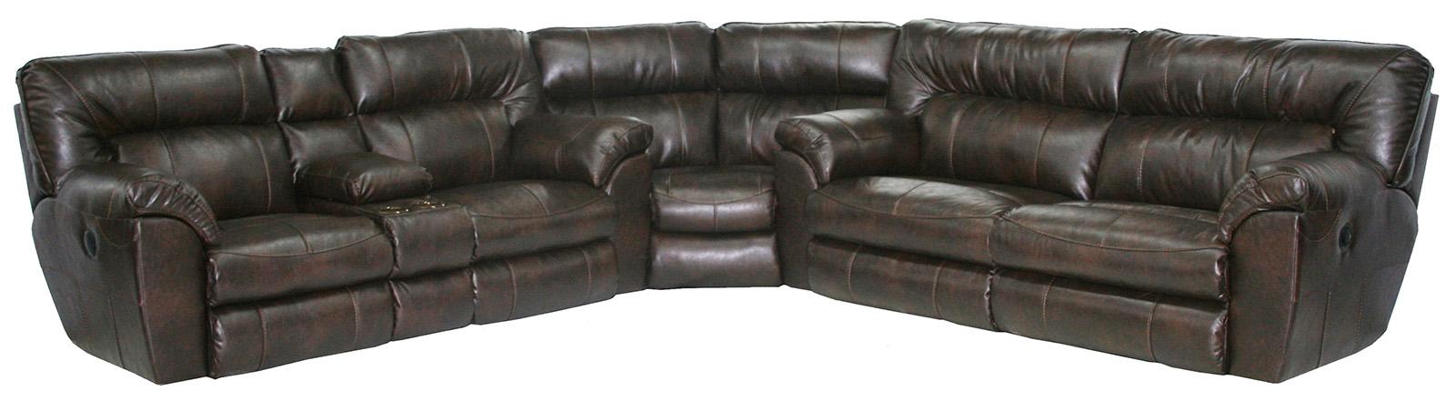 Catnapper Nolan Extra Wide Reclining Console Loveseat w/ Storage & Cupholder in Godiva - Luxury Home Furniture (MI)