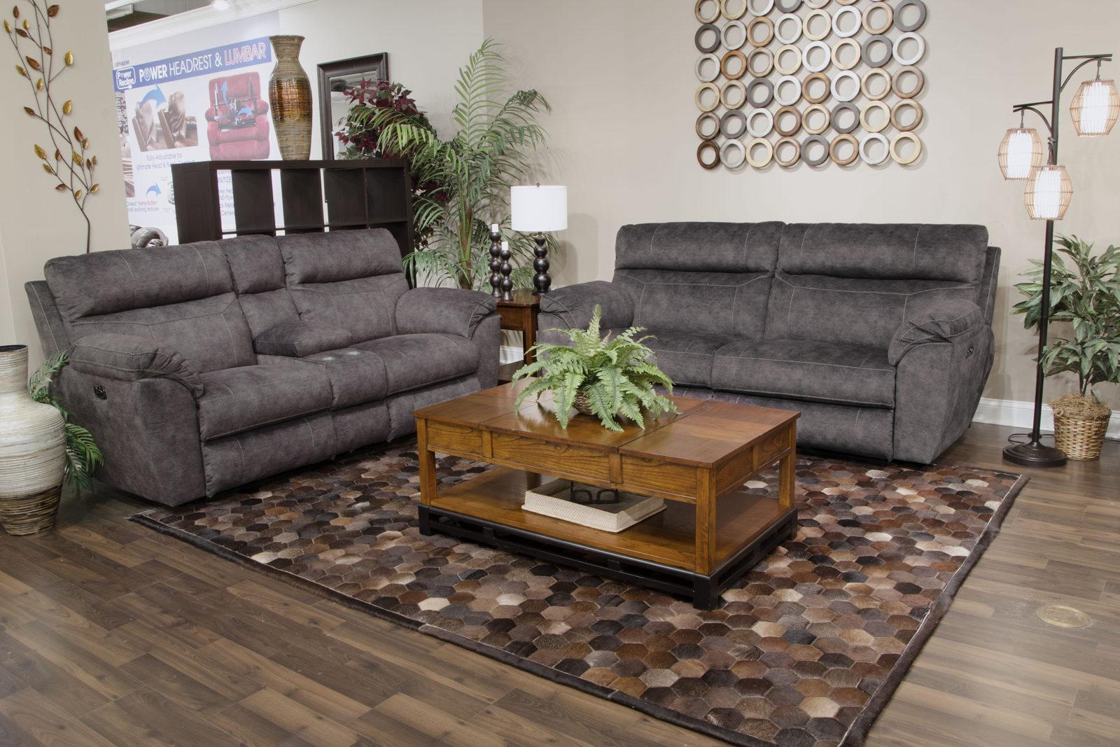 Catnapper Sedona Pwr Hdrst w/Lumbar Lay Flt Rcl Cnsl Loveseat w/Stg & Cphldrs in Smoke 762229 - Luxury Home Furniture (MI)