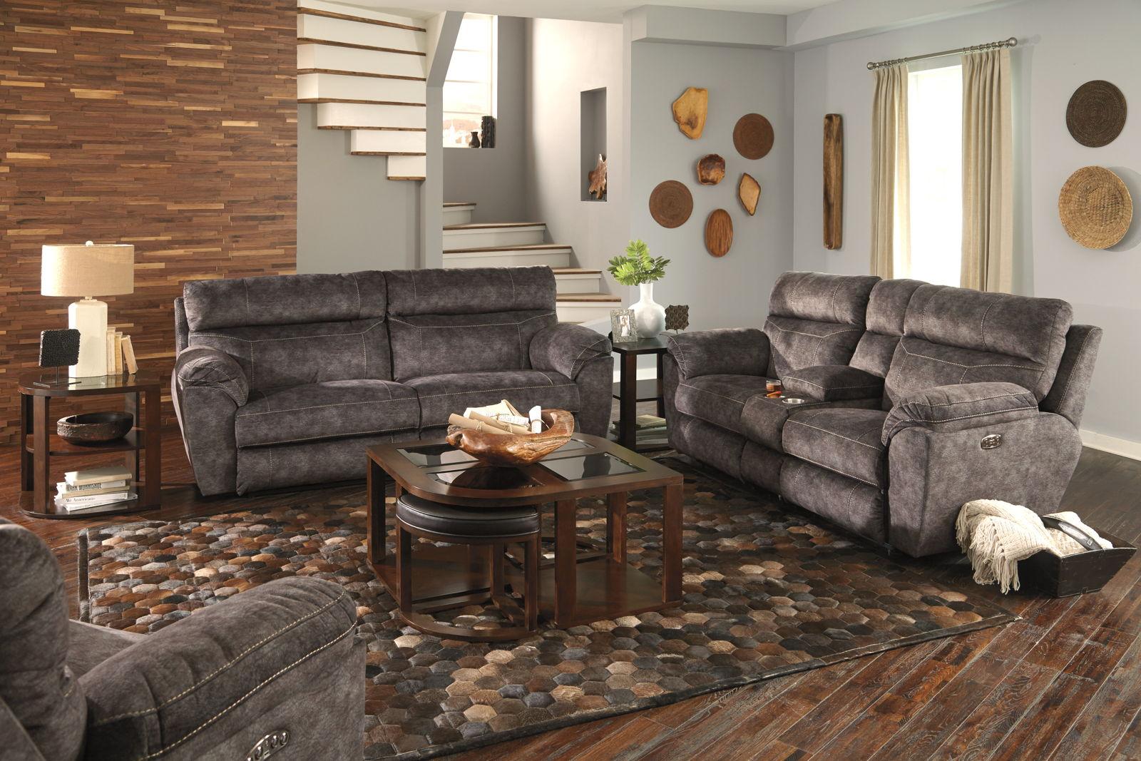 Catnapper Sedona Pwr Hdrst w/Lumbar Lay Flt Rcl Cnsl Loveseat w/Stg & Cphldrs in Smoke 762229 - Luxury Home Furniture (MI)