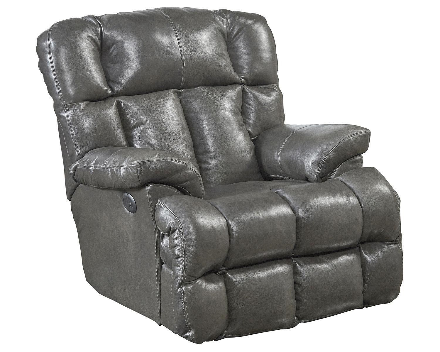 Catnapper Victor Power Lay Flat Chaise Recliner in Steel
