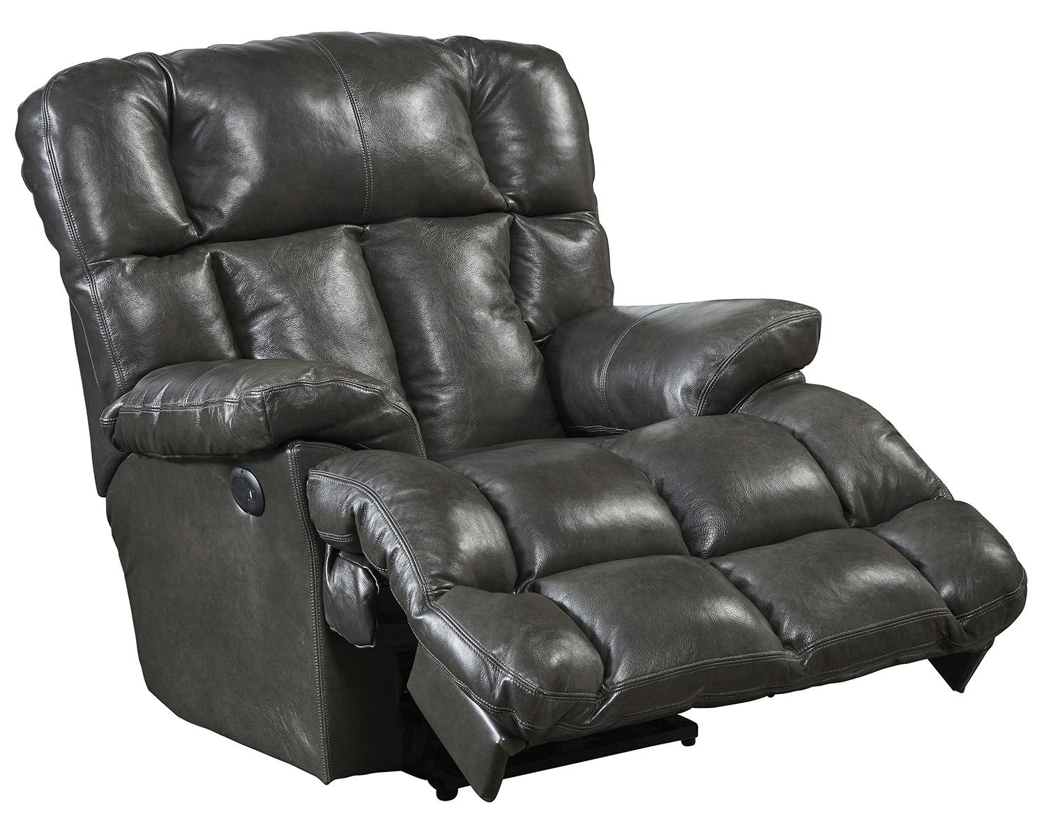 Catnapper Victor Chaise Rocker Recliner in Steel - Luxury Home Furniture (MI)