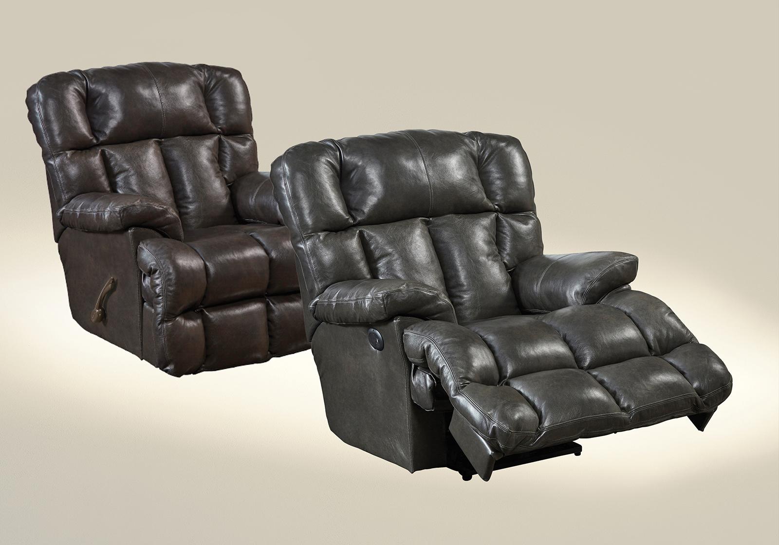 Catnapper Victor Power Lay Flat Chaise Recliner in Steel - Luxury Home Furniture (MI)