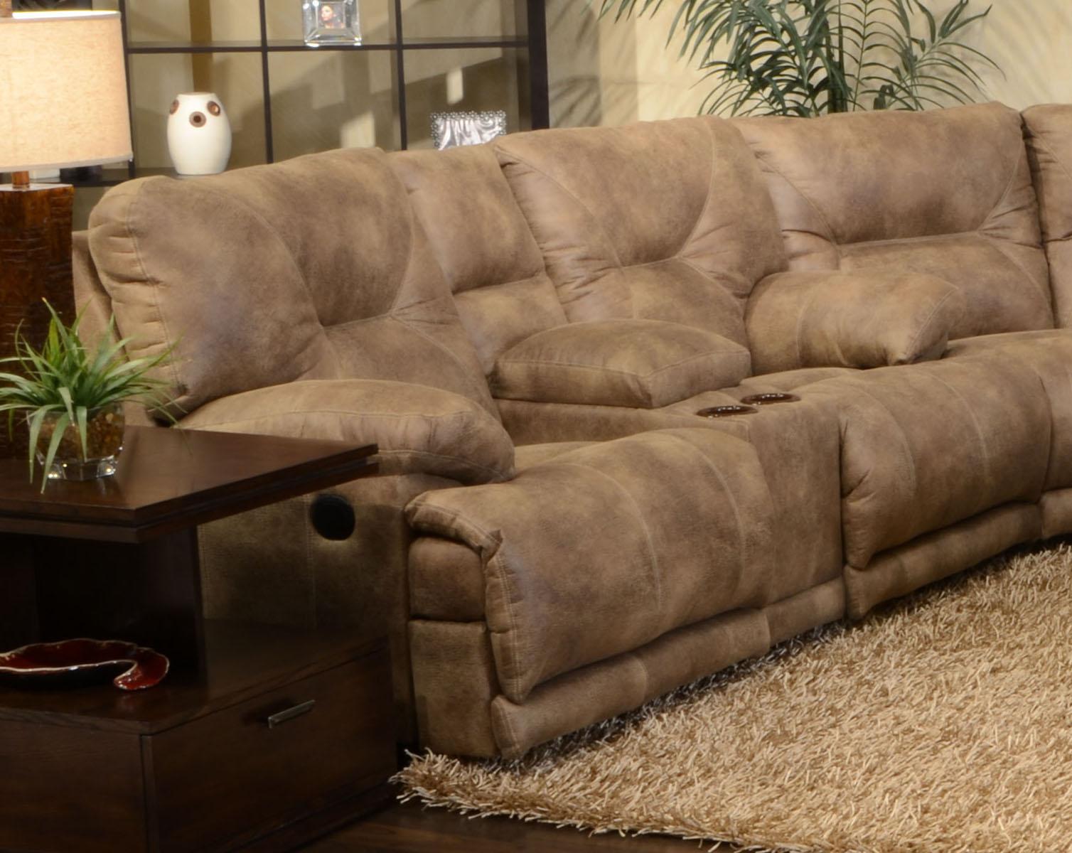 Catnapper Voyager Lay Flat Reclining Console Loveseat in Brandy Off - Luxury Home Furniture (MI)