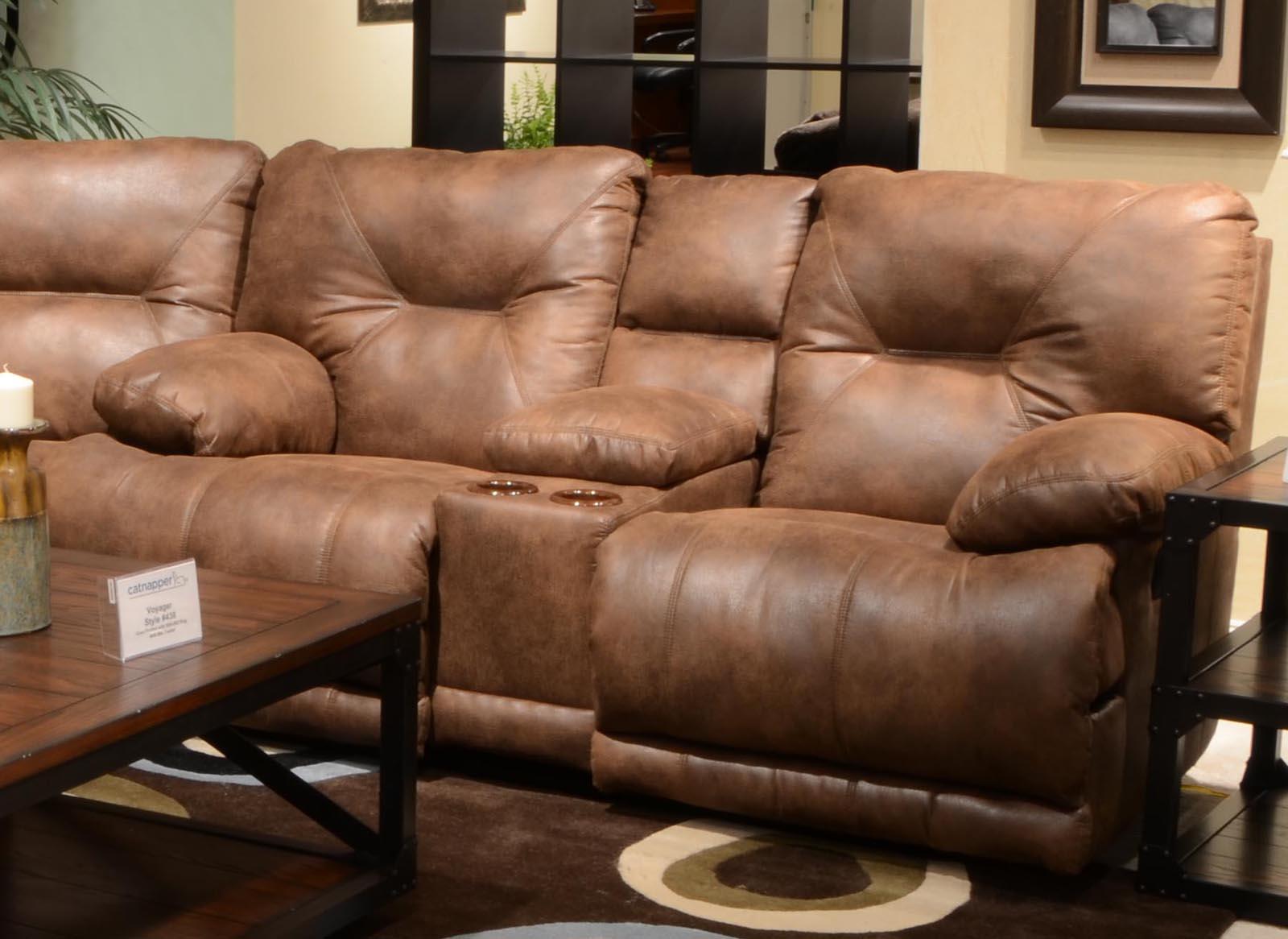 Catnapper Voyager Lay Flat Reclining Console Loveseat in Elk - Luxury Home Furniture (MI)