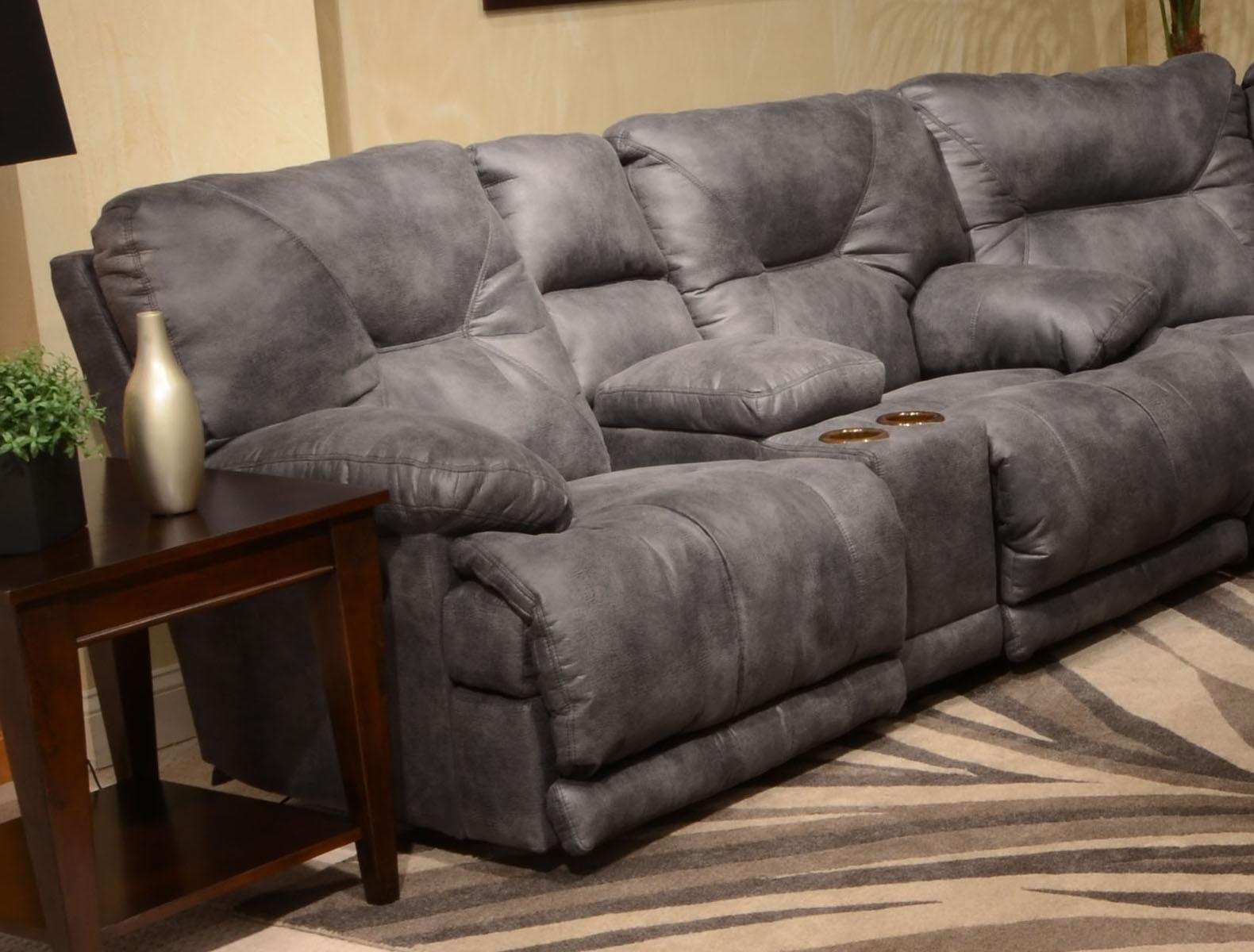 Catnapper Voyager Lay Flat Reclining Console Loveseat in Slate - Luxury Home Furniture (MI)
