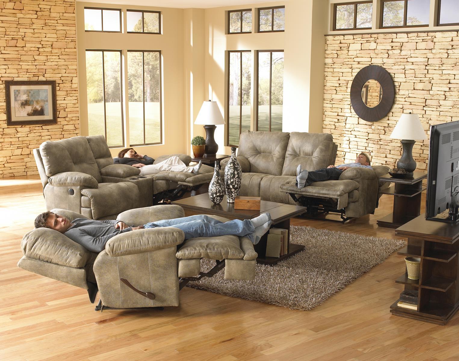 Catnapper Voyager Lay Flat Reclining Console Loveseat in Brandy Off - Luxury Home Furniture (MI)