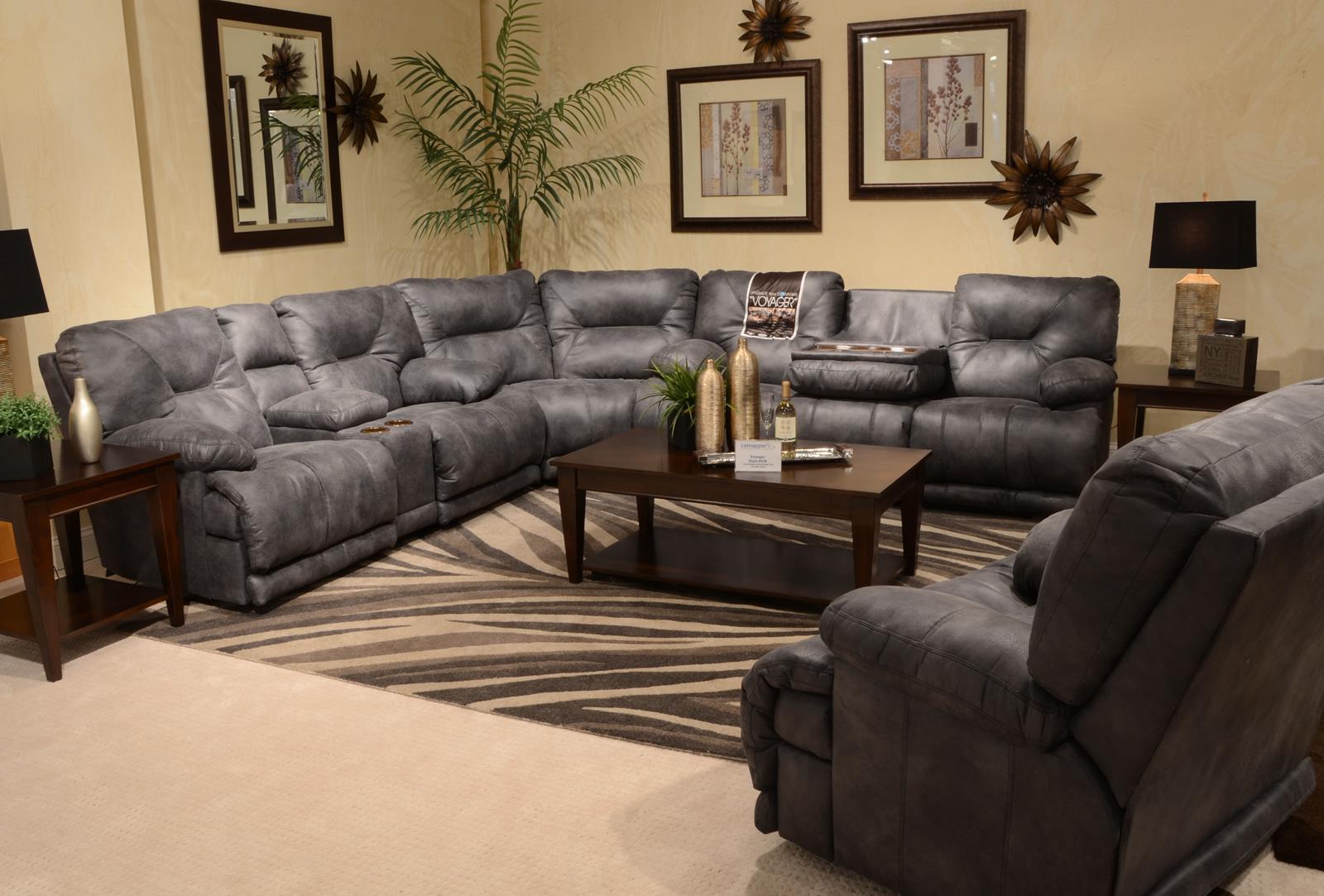 Catnapper Voyager Lay Flat Reclining Sofa with Drop Down Table in Slate - Luxury Home Furniture (MI)