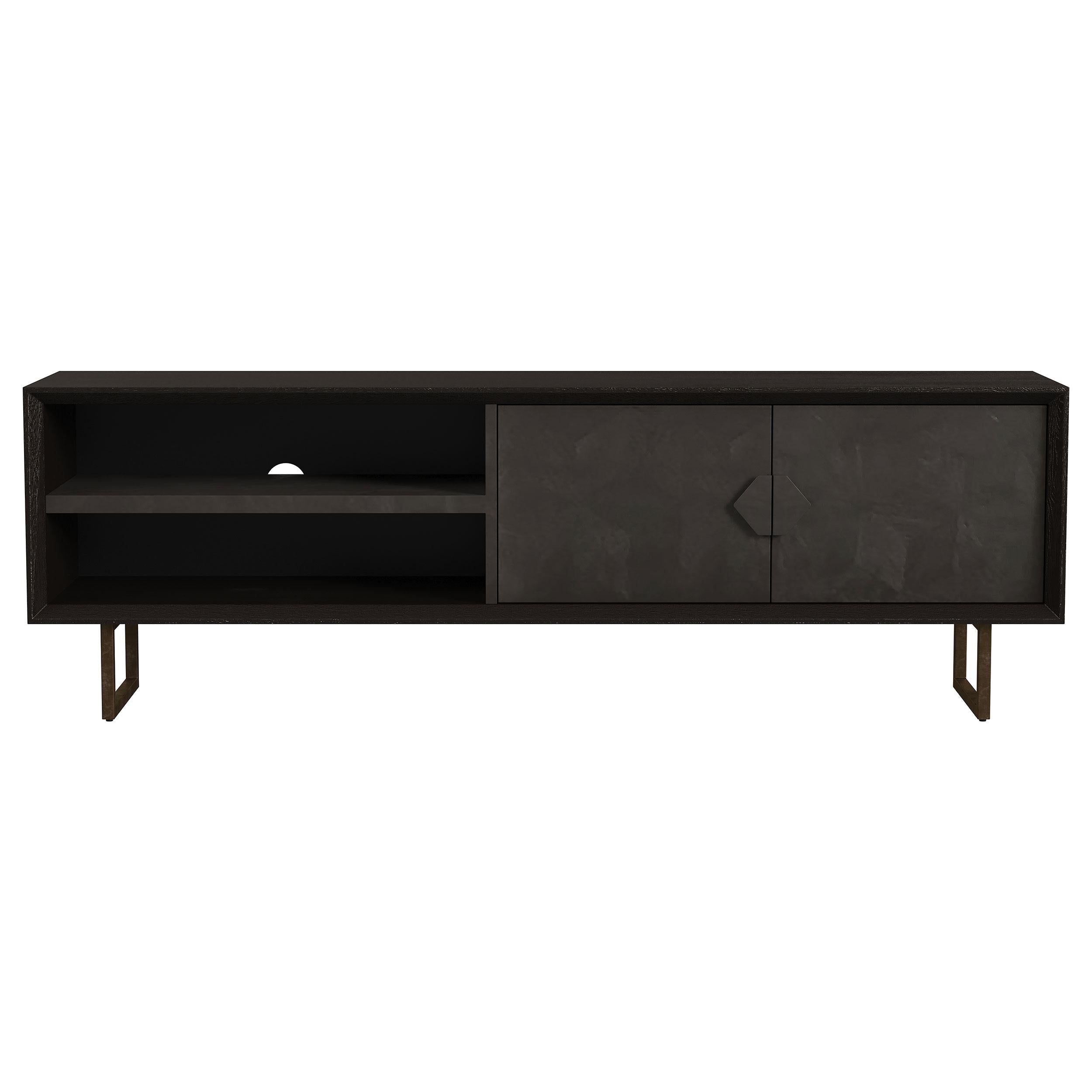 Marsden 2-door Wood 70" TV Stand Charcoal Black - Luxury Home Furniture (MI)