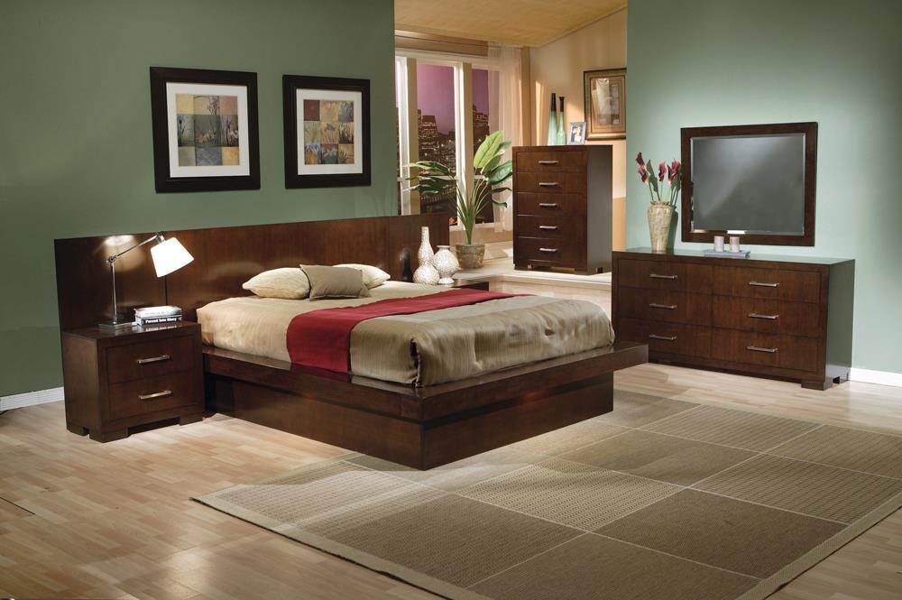 Jessica Eastern King & Queen Platform Bed with Rail Seating Cappuccino - Luxury Home Furniture (MI)