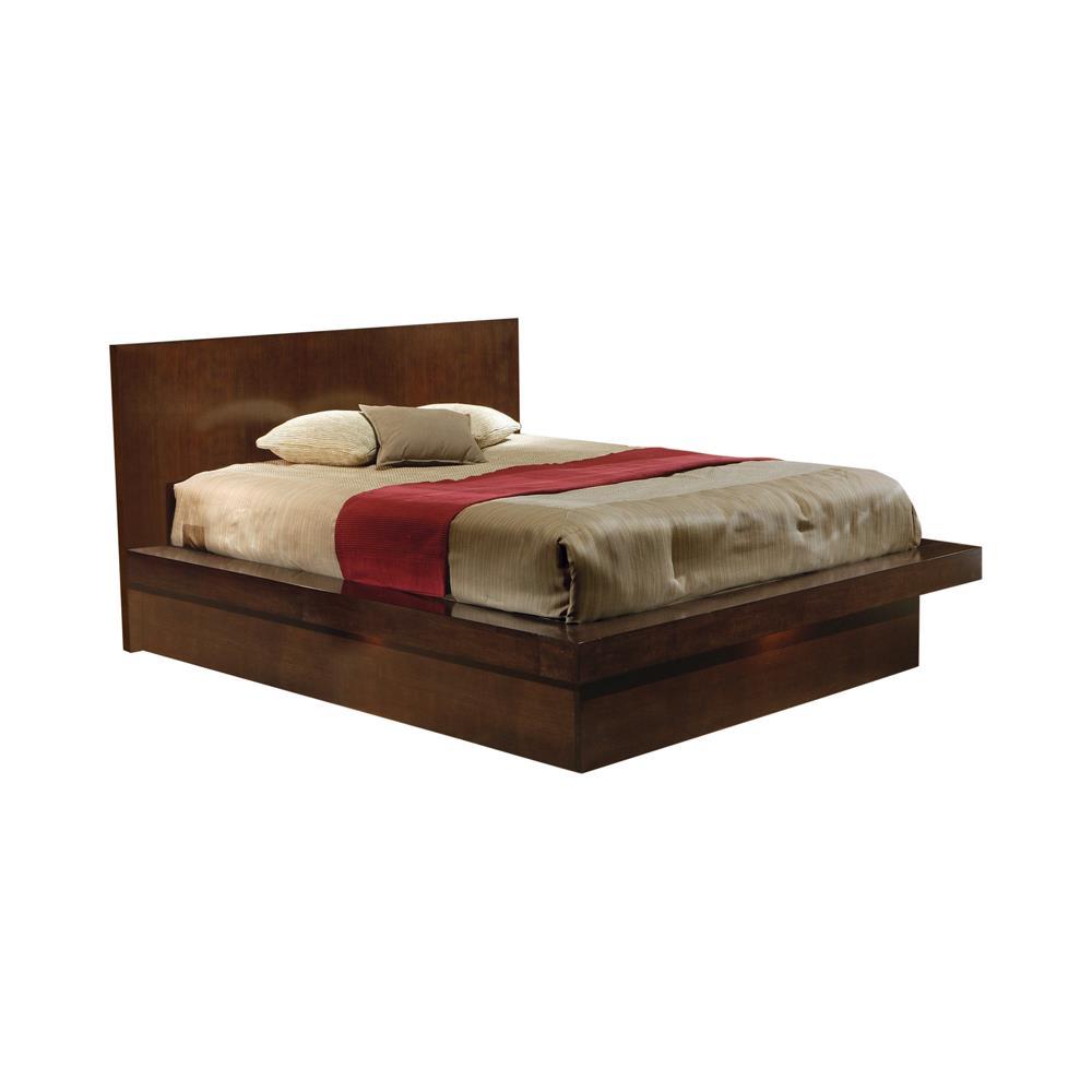 Jessica Eastern King & Queen Platform Bed with Rail Seating Cappuccino - Luxury Home Furniture (MI)