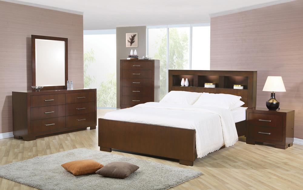 Jessica California King, E.king, & Queen Bed with Storage Headboard Cappuccino - Luxury Home Furniture (MI)