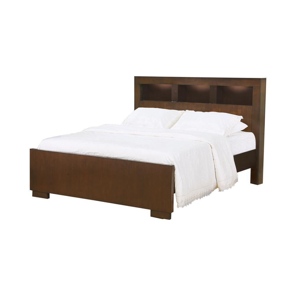 Jessica California King, E.king, & Queen Bed with Storage Headboard Cappuccino - Luxury Home Furniture (MI)