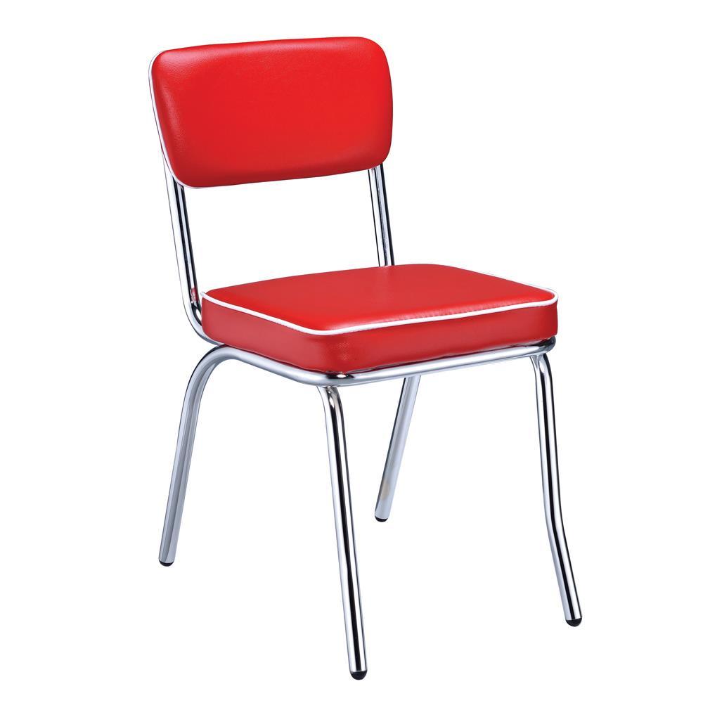 Retro Open Back Side Chairs Red and Chrome (Set of 2) - Luxury Home Furniture (MI)