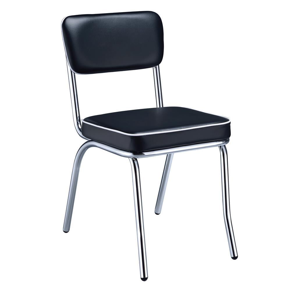 Retro Open Back Side Chairs Black and Chrome (Set of 2) - Luxury Home Furniture (MI)