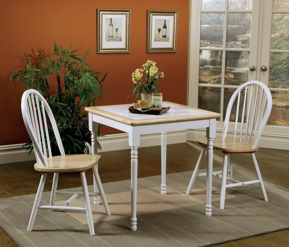 Cinder Windsor Side Chairs Natural Brown and White (Set of 4) - Luxury Home Furniture (MI)