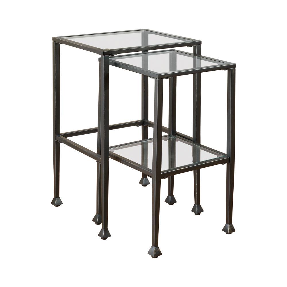Leilani 2-piece Glass Top Nesting Tables Black - Luxury Home Furniture (MI)