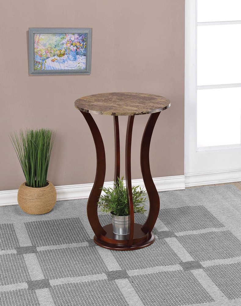 Elton Round Marble Top Accent Table Brown - Luxury Home Furniture (MI)