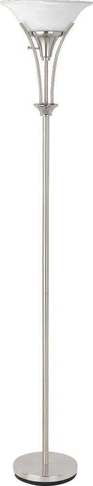 Archie Floor Lamp with Frosted Ribbed Shade Brushed Steel - Luxury Home Furniture (MI)