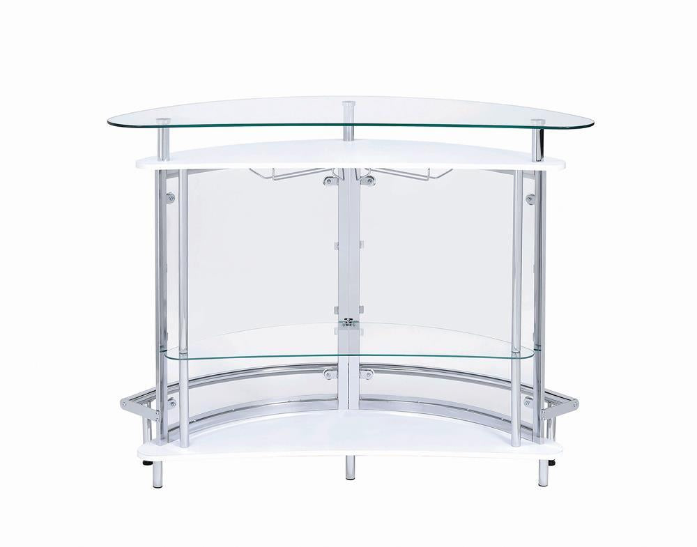 Amarillo 2-tier Bar Unit White and Chrome - Luxury Home Furniture (MI)