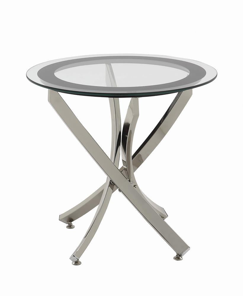 Brooke Glass Top End Table Chrome and Black - Luxury Home Furniture (MI)