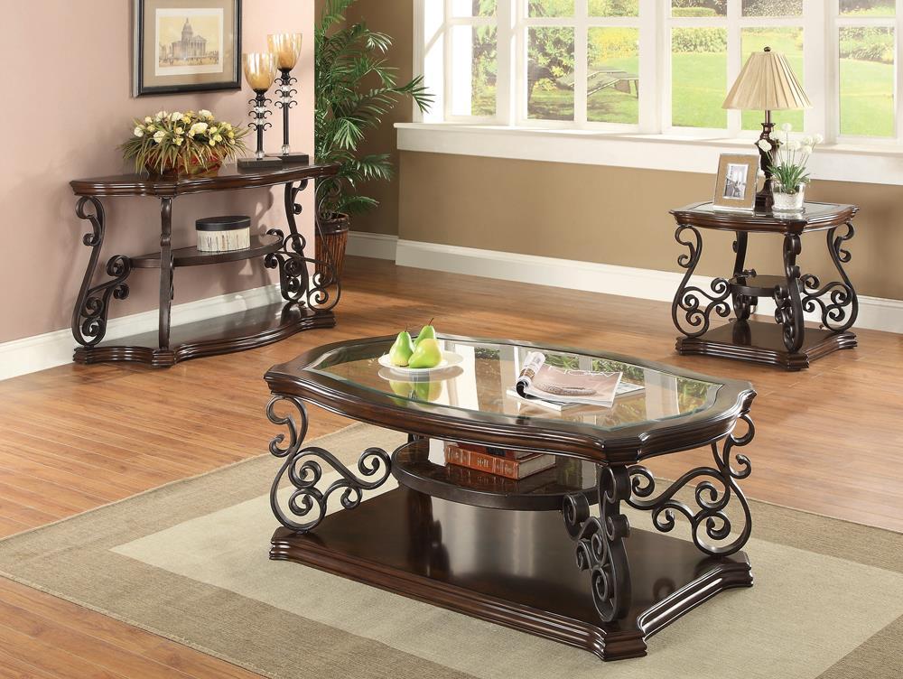 Laney End Table Deep Merlot and Clear - Luxury Home Furniture (MI)