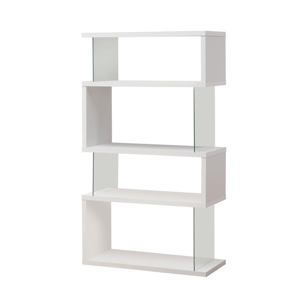 Emelle 4-tier Bookcase White and Clear - Luxury Home Furniture (MI)