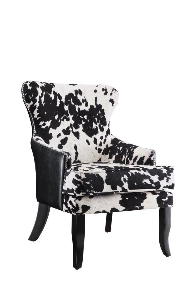 Trea Cowhide Print Accent Chair Black and White - Luxury Home Furniture (MI)