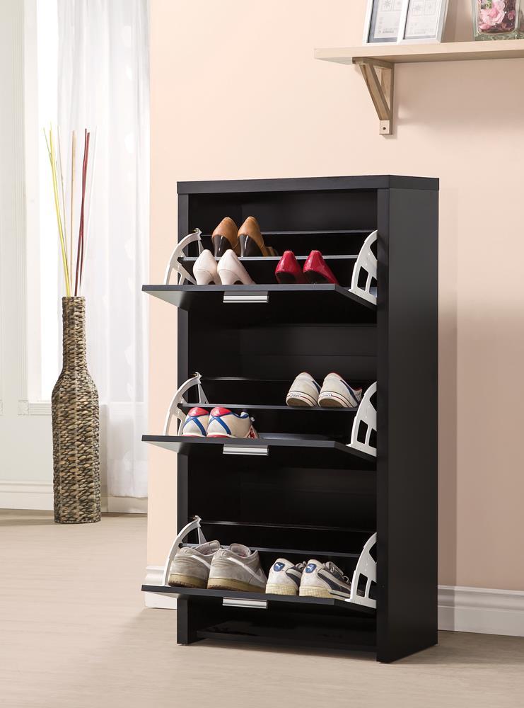 Vivian 3-drawer Shoe Cabinet Black - Luxury Home Furniture (MI)