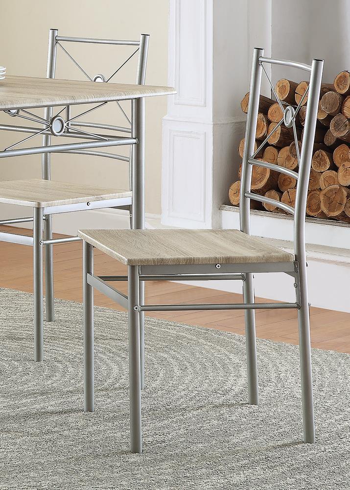 Anna Fontana 5-piece Rectangular Dining Set Brushed Silver - Luxury Home Furniture (MI)