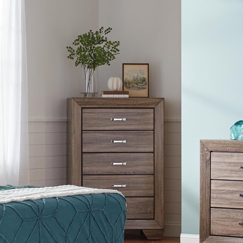 Kauffman 5-drawer Chest Washed Taupe - Luxury Home Furniture (MI)