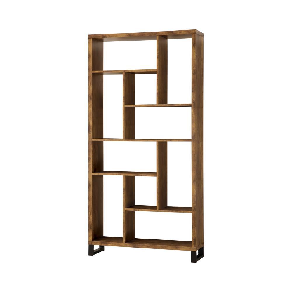 Delwin 10-shelf Bookcase Antique Nutmeg - Luxury Home Furniture (MI)