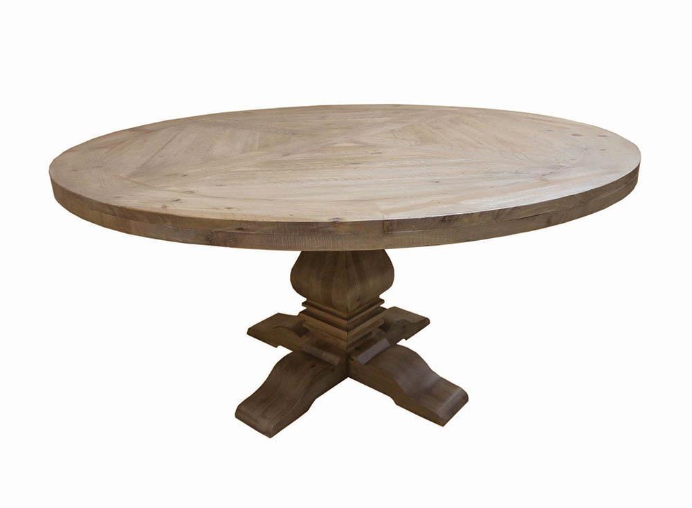 Florence Round Pedestal Dining Table Rustic Smoke - Luxury Home Furniture (MI)