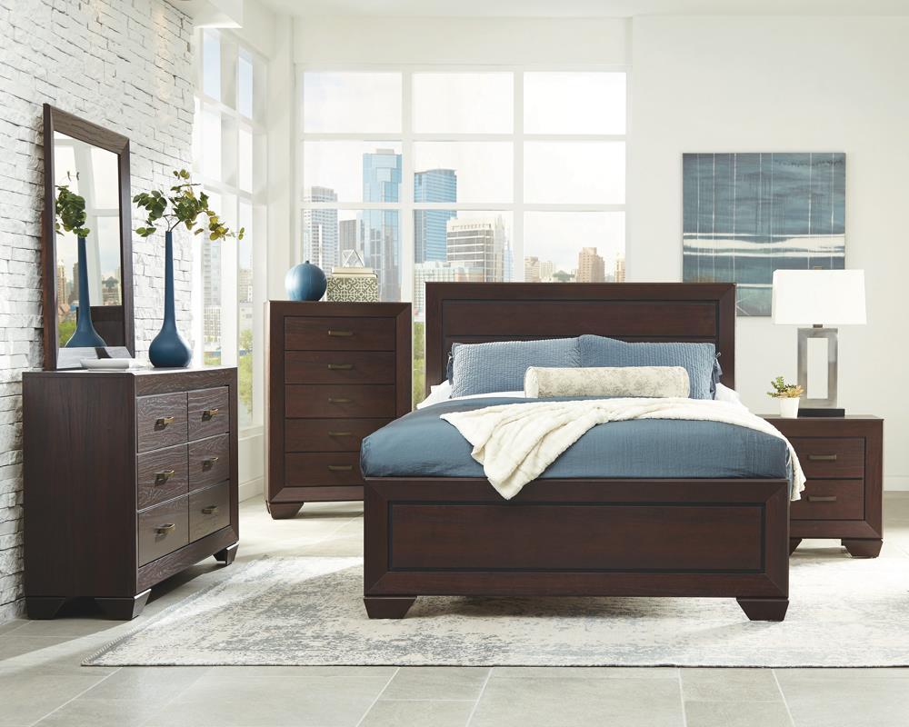 Kauffman California King, Eastren King, & Queen Panel Bed Dark Cocoa - Luxury Home Furniture (MI)